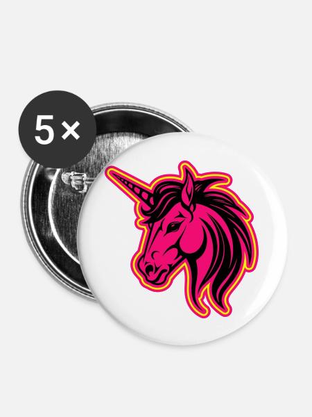 Einhorn Kopf - Buttons groß 56 mm (5er Pack) - Weiß