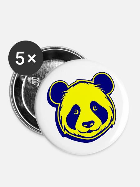 Panda Kopf - Buttons groß 56 mm (5er Pack) - Weiß