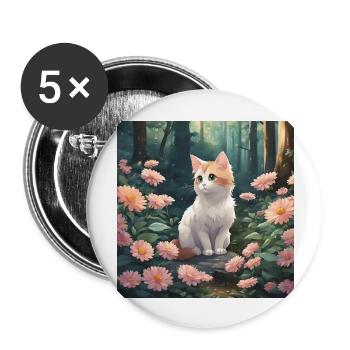 Cat - Buttons groß 56 mm (5er Pack) - Weiß - Vorne