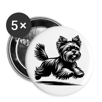 Yorkshire Terrier - Buttons groß 56 mm (5er Pack) - Weiß - Vorne