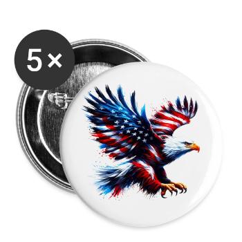 Eagle Flag USA USA Américain - Lot de 5 grands badges (56 mm) - blanc - Devant