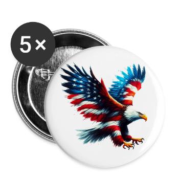 Eagle Flag USA USA Américain - Lot de 5 grands badges (56 mm) - blanc - Devant