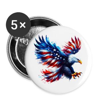 Eagle Flag USA USA Américain - Lot de 5 grands badges (56 mm) - blanc - Devant