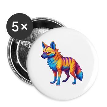 Aardwolf coloré Kawaii Dessin animé Personnage Clipart - Lot de 5 grands badges (56 mm) - blanc - Devant