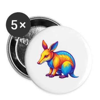 Aardvark coloré Kawaii Dessin animé Personnage Clipart - Lot de 5 grands badges (56 mm) - blanc - Devant