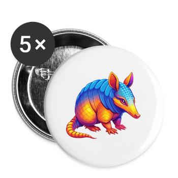 Armadillo Colorful Kawaii Cartoon Character Animal - Buttons large 2.2''/56 mm (5-pack) - white - Front