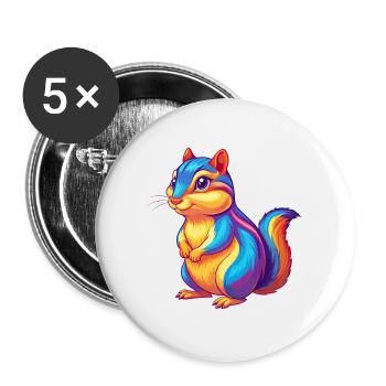 Chipmunk Bunte Kawaii Cartoon Figur Clipart - Buttons groß 56 mm (5er Pack) - Weiß - Vorne