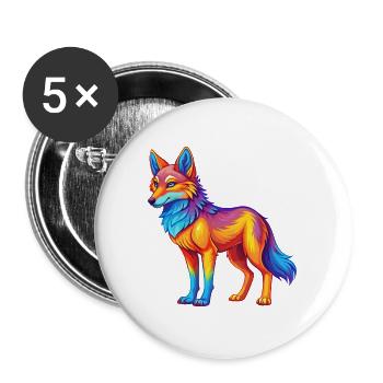Coyote Colorful Kawaii Cartoon Character Clipart - Buttons large 2.2''/56 mm (5-pack) - white - Front