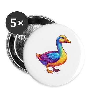 Goose Colorful Kawaii Cartoon Character Clipart - Buttons large 2.2''/56 mm (5-pack) - white - Front