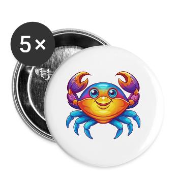 Krabbe Bunte Kawaii Cartoon Figur Clipart - Buttons groß 56 mm (5er Pack) - Weiß - Vorne