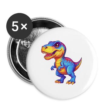 dinosaure coloré kawaii personnage de dessin animé clipart - Lot de 5 grands badges (56 mm) - blanc - Devant