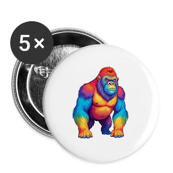Gorilla Bunte Kawaii Cartoon Figur Clipart - Buttons groß 56 mm (5er Pack) - Weiß - Vorne