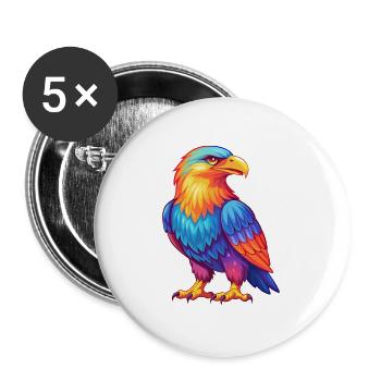 Adler Bunte Kawaii Cartoon Figur Clipart - Buttons groß 56 mm (5er Pack) - Weiß - Vorne