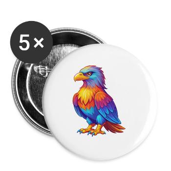 Adler Bunte Kawaii Cartoon Figur Clipart - Buttons groß 56 mm (5er Pack) - Weiß - Vorne