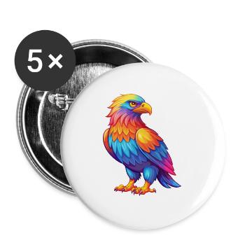 Adler Bunte Kawaii Cartoon Figur Clipart - Buttons groß 56 mm (5er Pack) - Weiß - Vorne