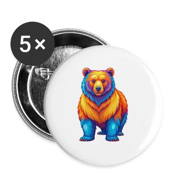 Bear Colorful Kawaii Cartoon Character Clipart - Buttons large 2.2''/56 mm (5-pack) - white - Front