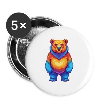 Bear Colorful Kawaii Cartoon Character Clipart - Buttons large 2.2''/56 mm (5-pack) - white - Front