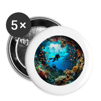 La plongée comme porte d’entrée sur la mer - Lot de 5 grands badges (56 mm) - blanc - Devant