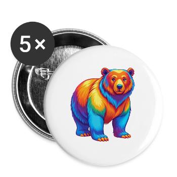 Bear Colorful Kawaii Cartoon Character Clipart - Buttons large 2.2''/56 mm (5-pack) - white - Front