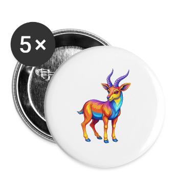 Antilope Bunte Kawaii Cartoon Figur Clipart - Buttons groß 56 mm (5er Pack) - Weiß - Vorne