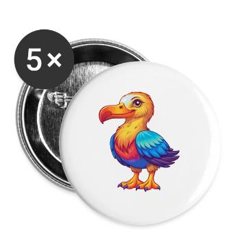 Albatross Colorful Kawaii Cartoon Character Animal - Buttons large 2.2''/56 mm (5-pack) - white - Front