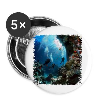 Explorez le monde sous-marin avec la plongée - Lot de 5 grands badges (56 mm) - blanc - Devant