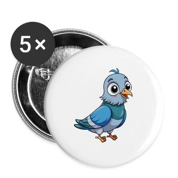 Taube Niedliche Zeichentrickfigur Kawaii Clipart - Buttons groß 56 mm (5er Pack) - Weiß - Vorne