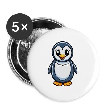 Pingouin Mignon Personnage De Dessin Animé Kawaii Clipart - Lot de 5 grands badges (56 mm) - blanc - Devant