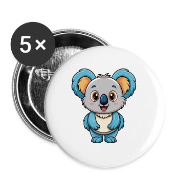 Koala Cute Cartoon Character Kawaii Clipart - Buttons large 2.2''/56 mm (5-pack) - white - Front