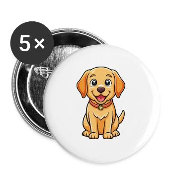 Labrador Retriever Chien Dessin animé Kawaii Clipart - Lot de 5 grands badges (56 mm) - blanc - Devant