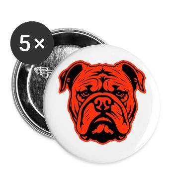 Tête de chien bouledogue - Lot de 5 grands badges (56 mm) - blanc - Devant