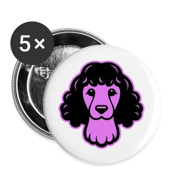 Poodle Dog Head - Buttons large 2.2''/56 mm (5-pack) - white - Front