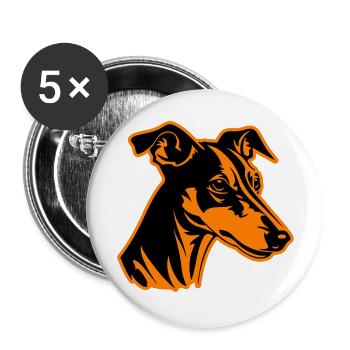 Tête de chien Greyhound - Lot de 5 grands badges (56 mm) - blanc - Devant