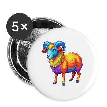 Ram Colorful Kawaii Cartoon Character Clipart - Buttons large 2.2''/56 mm (5-pack) - white - Front