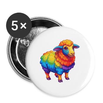 Schaf Bunte Kawaii Cartoon Figur Clipart - Buttons groß 56 mm (5er Pack) - Weiß - Vorne