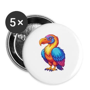 Vulture Coloré Kawaii Dessin Animé Personnage Clipart - Lot de 5 grands badges (56 mm) - blanc - Devant