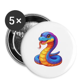 Snake Colorful Kawaii Cartoon Character Clipart - Buttons large 2.2''/56 mm (5-pack) - white - Front