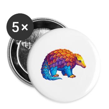 Pangolin coloré Kawaii Dessin animé Personnage Clipart - Lot de 5 grands badges (56 mm) - blanc - Devant