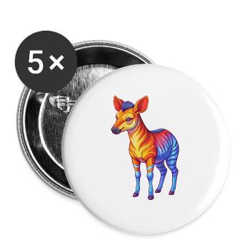 Okapi Colorful Kawaii Cartoon Character Clipart - Buttons large 2.2''/56 mm (5-pack) - white - Front