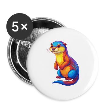 loutre coloré kawaii dessin animé personnage clipart - Lot de 5 grands badges (56 mm) - blanc - Devant