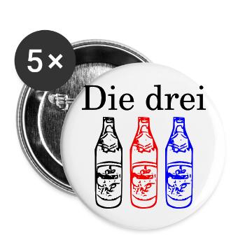 Die Drei Flaschen - dunkel - Buttons groß 56 mm (5er Pack) - Weiß - Vorne