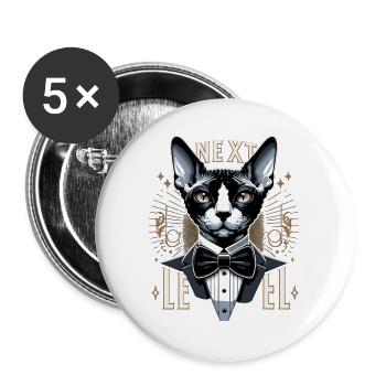 Cornish Rex Suit Next Level Cat Gift - Buttons large 2.2''/56 mm (5-pack) - white - Front