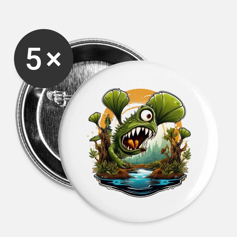 Wilde, wütende, fleischfressende Pflanze - Buttons groß 56 mm (5er Pack) - Weiß