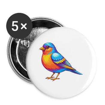 Buchfink Bunte Kawaii Cartoon Figur Vogel - Buttons groß 56 mm (5er Pack) - Weiß - Vorne