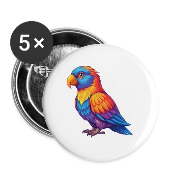 Dusky Lory Colorful Kawaii Cartoon Character Bird - Buttons large 2.2''/56 mm (5-pack) - white - Front