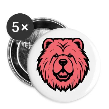Chow Chow Tête de chien - Lot de 5 grands badges (56 mm) - blanc - Devant