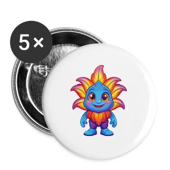 Seelilie Buntes Kawaii Cartoon Meerestier - Buttons groß 56 mm (5er Pack) - Weiß - Vorne