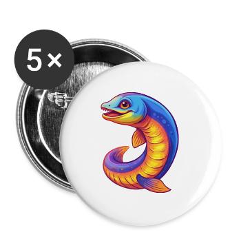 Sea Lamprey Colorful Kawaii Cartoon Sea Animal - Buttons large 2.2''/56 mm (5-pack) - white - Front