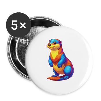 Sea Otter Colorful Kawaii Cartoon Sea Animal - Buttons large 2.2''/56 mm (5-pack) - white - Front