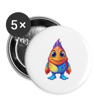 Sea Squirt Coloré Kawaii Dessin animé Animal marin - Lot de 5 grands badges (56 mm) - blanc - Devant